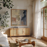 Quiet Moment II by Silvia Vassileva. Shown in a natural wood frame in a cozy modern living room. Available as an archival giclee rolled canvas, fine art paper, or poster print. SKU 71196a.