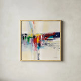 Rainbow Kaleidoscope by Silvia Vassileva. Shown in a natural wood glass frame for a timeless modern aesthetic. Available as an archival giclee rolled canvas, fine art paper, or poster print. SKU 78733a.