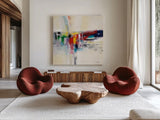 Rainbow Kaleidoscope by Silvia Vassileva. Shown as extra-large giant wall art in a modern living room. Available as an archival giclee rolled canvas, fine art paper, or poster print. SKU 78733a.