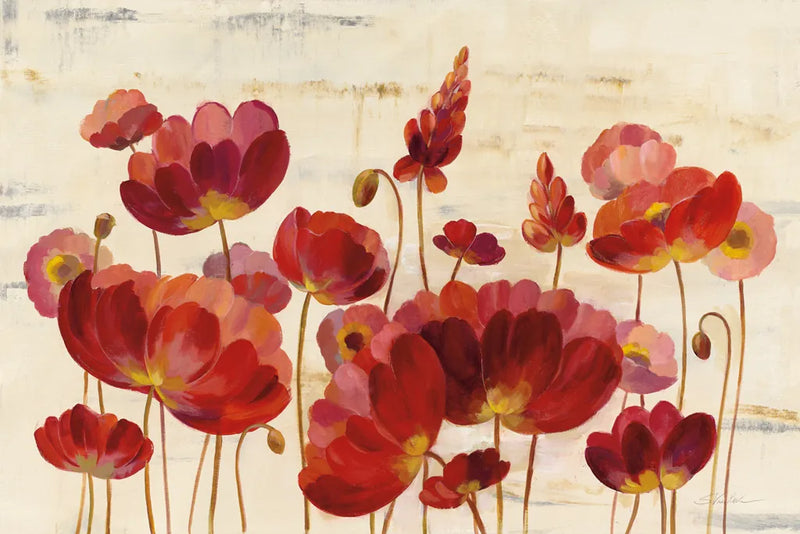 Red Flowers on Marble by Silvia Vassileva. SKU 31703i. Archival Giclee Fine art print for wall decor.