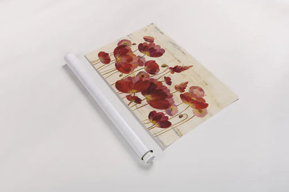 Red Flowers on Marble by Silvia Vassileva. shown as a rolled paper print. Available as archival giclee rolled canvas, fine art paper, or poster print. SKU 31703i.