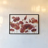 Red Flowers on White Crop by Silvia Vassileva. shown as a paper print in a black flame. Available as a archival giclee rolled canvas, fine art paper, or poster print. SKU 34877i.