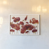 Red Flowers on White Crop by Silvia Vassileva. shown as a paper print in a white frame. Available as a archival giclee rolled canvas, fine art paper, or poster print. SKU 34877i.