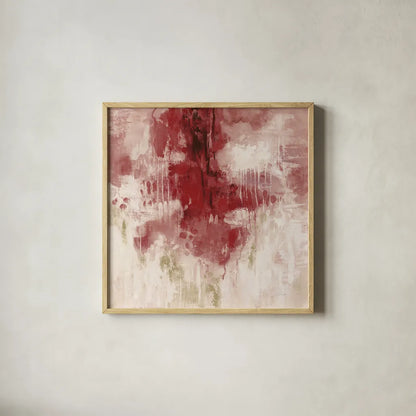 Red Rain by Silvia Vassileva. Shown in a natural wood glass frame for a timeless modern aesthetic. Available as an archival giclee rolled canvas, fine art paper, or poster print. SKU 55993a.