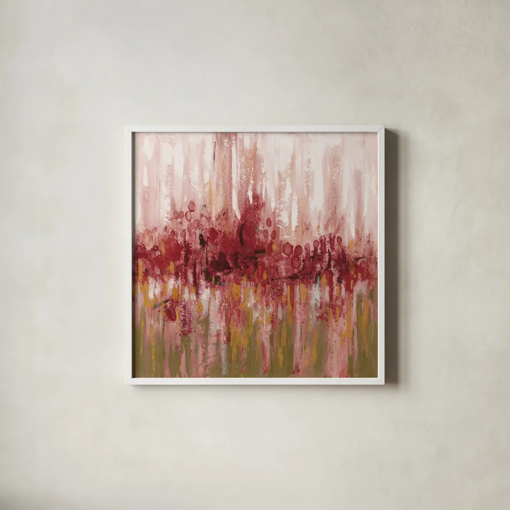 Red Reflections by Silvia Vassileva. Shown in a crisp white glass frame for a clean and minimalist style. Available as an archival giclee rolled canvas, fine art paper, or poster print. SKU 55992a.