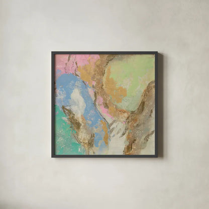 Retro Jewel Tones II by Silvia Vassileva. Shown in a sleek black glass frame for a contemporary gallery look. Available as an archival giclee rolled canvas, fine art paper, or poster print. SKU 65673a.