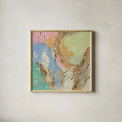 Retro Jewel Tones II by Silvia Vassileva. Shown in a natural wood glass frame for a timeless modern aesthetic. Available as an archival giclee rolled canvas, fine art paper, or poster print. SKU 65673a.