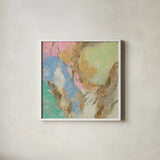 Retro Jewel Tones II by Silvia Vassileva. Shown in a crisp white glass frame for a clean and minimalist style. Available as an archival giclee rolled canvas, fine art paper, or poster print. SKU 65673a.