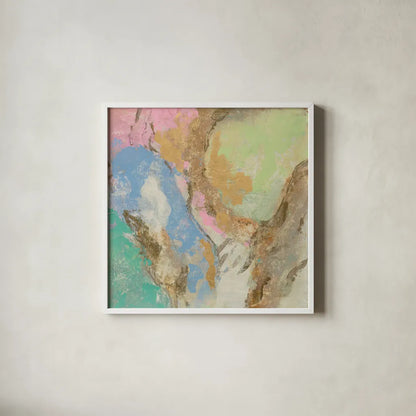 Retro Jewel Tones II by Silvia Vassileva. Shown in a crisp white glass frame for a clean and minimalist style. Available as an archival giclee rolled canvas, fine art paper, or poster print. SKU 65673a.