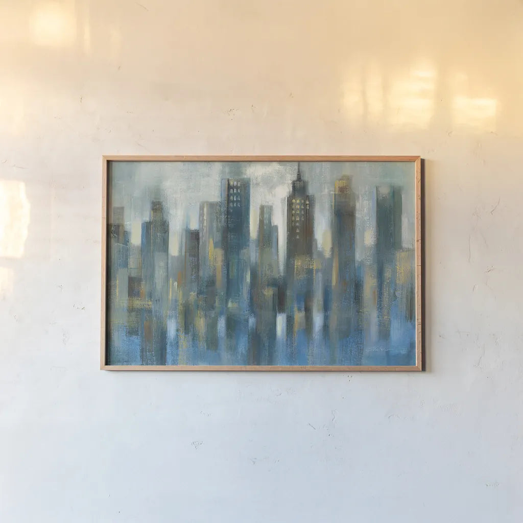 Rhythmic Reflection Light by Silvia Vassileva. shown as a paper print in a natural frame. Available as a archival giclee rolled canvas, fine art paper, or poster print. SKU 29776i.