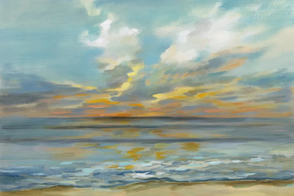 Rhythmic Sunset Waves by Silvia Vassileva. SKU 69153i. Archival Giclee Fine art print for wall decor.