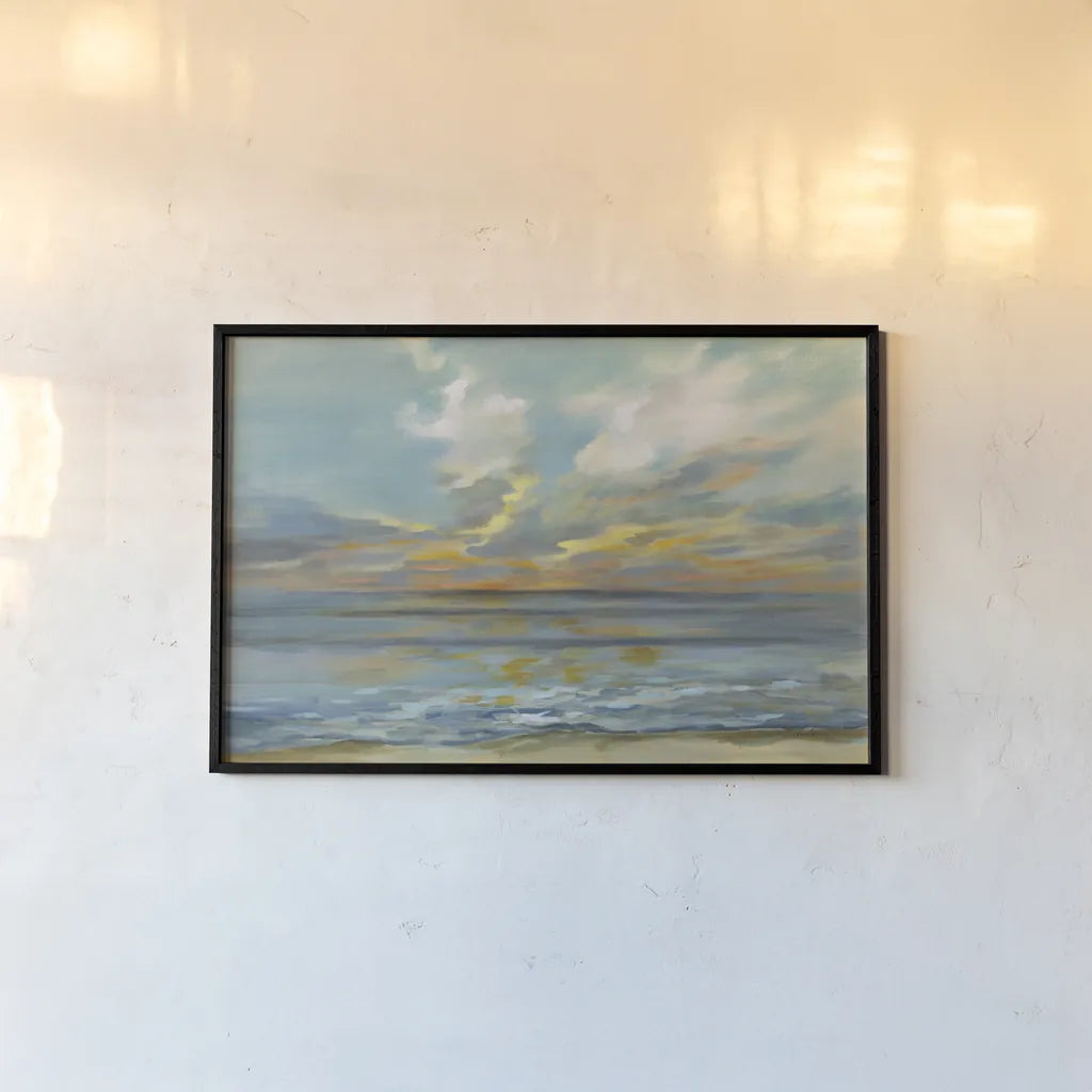 Rhythmic Sunset Waves by Silvia Vassileva. shown as a paper print in a black flame. Available as a archival giclee rolled canvas, fine art paper, or poster print. SKU 69153i.