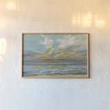 Rhythmic Sunset Waves by Silvia Vassileva. shown as a paper print in a natural frame. Available as a archival giclee rolled canvas, fine art paper, or poster print. SKU 69153i.