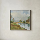 River and Clouds II by Silvia Vassileva. Shown in a crisp white glass frame for a clean and minimalist style. Available as an archival giclee rolled canvas, fine art paper, or poster print. SKU 86031a.