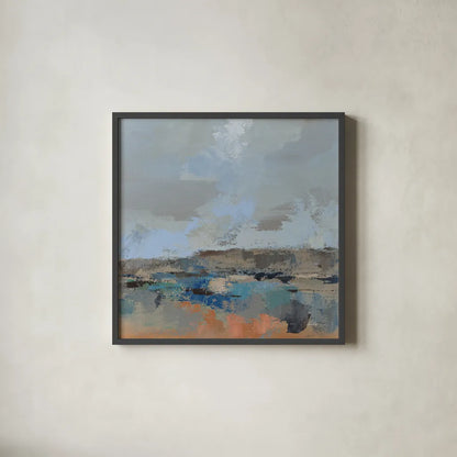 River and Sky II by Silvia Vassileva. Shown in a sleek black glass frame for a contemporary gallery look. Available as an archival giclee rolled canvas, fine art paper, or poster print. SKU 96741a.