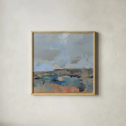 River and Sky II by Silvia Vassileva. Shown in a natural wood glass frame for a timeless modern aesthetic. Available as an archival giclee rolled canvas, fine art paper, or poster print. SKU 96741a.