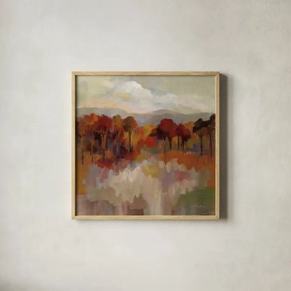 Riverbank by Silvia Vassileva. Shown in a natural wood glass frame for a timeless modern aesthetic. Available as an archival giclee rolled canvas, fine art paper, or poster print. SKU 77870a.