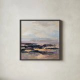 Road at Dusk I by Silvia Vassileva. Shown in a sleek black glass frame for a contemporary gallery look. Available as an archival giclee rolled canvas, fine art paper, or poster print. SKU 90988a.
