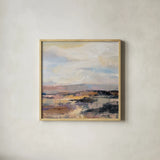 Road at Dusk II by Silvia Vassileva. Shown in a natural wood glass frame for a timeless modern aesthetic. Available as an archival giclee rolled canvas, fine art paper, or poster print. SKU 90989a.