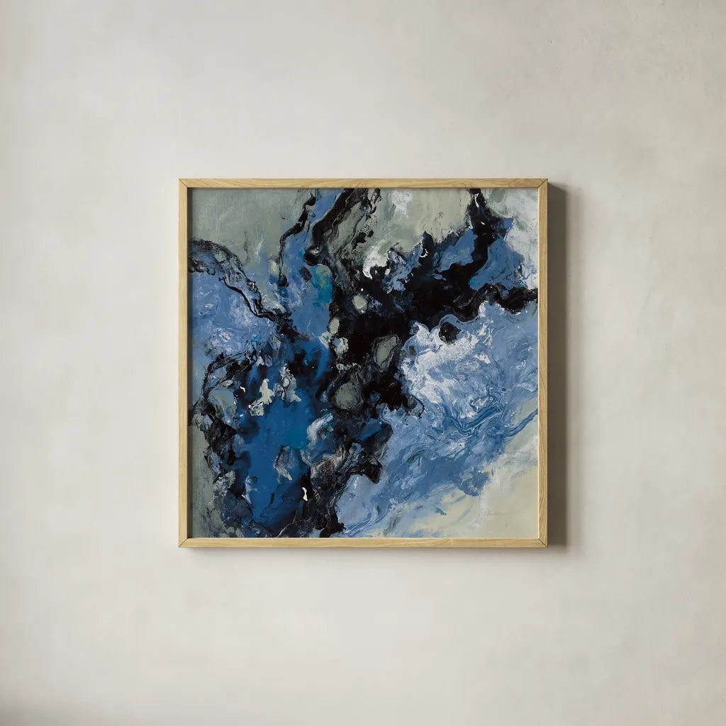 Roaring Waves II by Silvia Vassileva. Shown in a natural wood glass frame for a timeless modern aesthetic. Available as an archival giclee rolled canvas, fine art paper, or poster print. SKU 61065a.