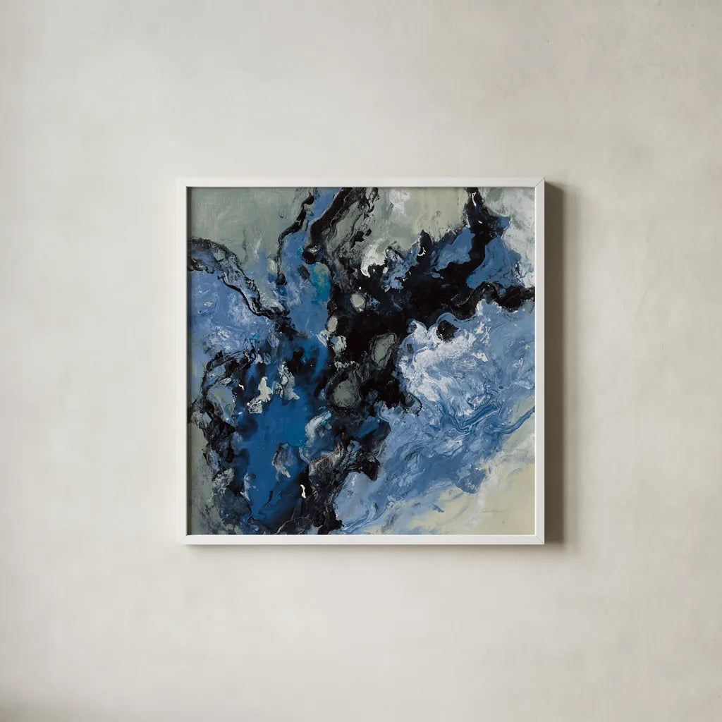 Roaring Waves II by Silvia Vassileva. Shown in a crisp white glass frame for a clean and minimalist style. Available as an archival giclee rolled canvas, fine art paper, or poster print. SKU 61065a.