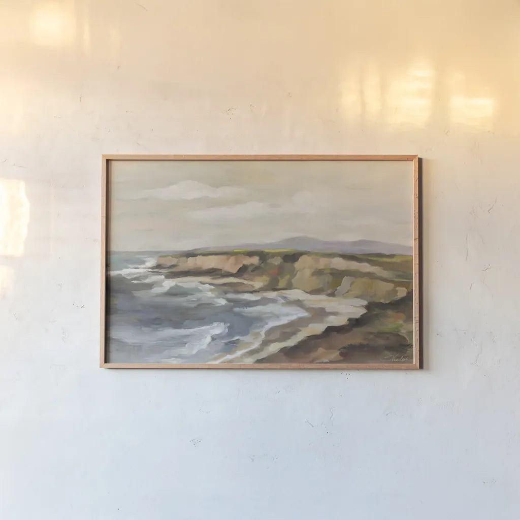 Rocky Coast by Silvia Vassileva. shown as a paper print in a natural frame. Available as a archival giclee rolled canvas, fine art paper, or poster print. SKU 97927i.