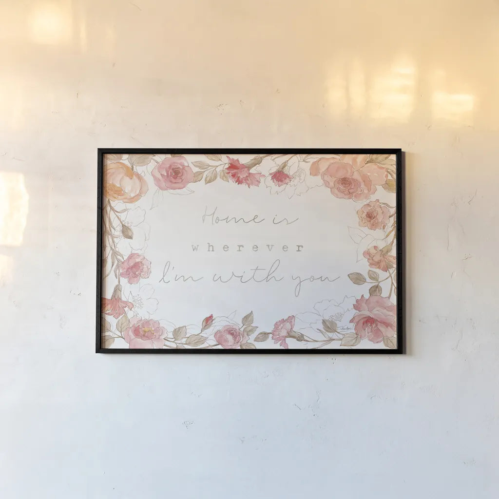 Romantic Blooms I by Silvia Vassileva. shown as a paper print in a black flame. Available as a archival giclee rolled canvas, fine art paper, or poster print. SKU 82481i.