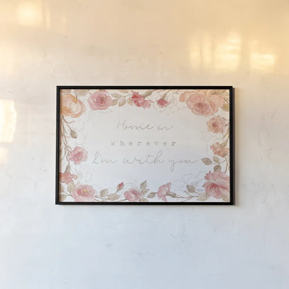 Romantic Blooms I by Silvia Vassileva. shown as a paper print in a black flame. Available as a archival giclee rolled canvas, fine art paper, or poster print. SKU 82481i.