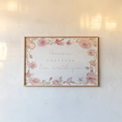 Romantic Blooms I by Silvia Vassileva. shown as a paper print in a natural frame. Available as a archival giclee rolled canvas, fine art paper, or poster print. SKU 82481i.