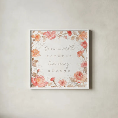 Romantic Blooms II by Silvia Vassileva. Shown in a crisp white glass frame for a clean and minimalist style. Available as an archival giclee rolled canvas, fine art paper, or poster print. SKU 82482a.