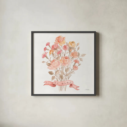 Romantic Blooms IV by Silvia Vassileva. Shown in a sleek black glass frame for a contemporary gallery look. Available as an archival giclee rolled canvas, fine art paper, or poster print. SKU 82484a.