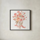 Romantic Blooms V by Silvia Vassileva. Shown in a sleek black glass frame for a contemporary gallery look. Available as an archival giclee rolled canvas, fine art paper, or poster print. SKU 82485a.