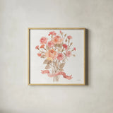 Romantic Blooms V by Silvia Vassileva. Shown in a natural wood glass frame for a timeless modern aesthetic. Available as an archival giclee rolled canvas, fine art paper, or poster print. SKU 82485a.