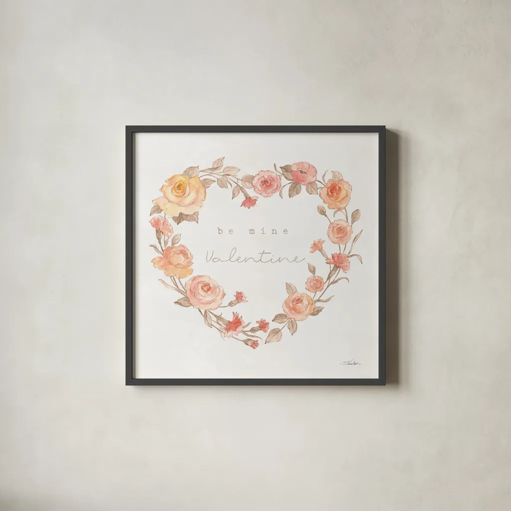 Romantic Blooms VII by Silvia Vassileva. Shown in a sleek black glass frame for a contemporary gallery look. Available as an archival giclee rolled canvas, fine art paper, or poster print. SKU 82487a.