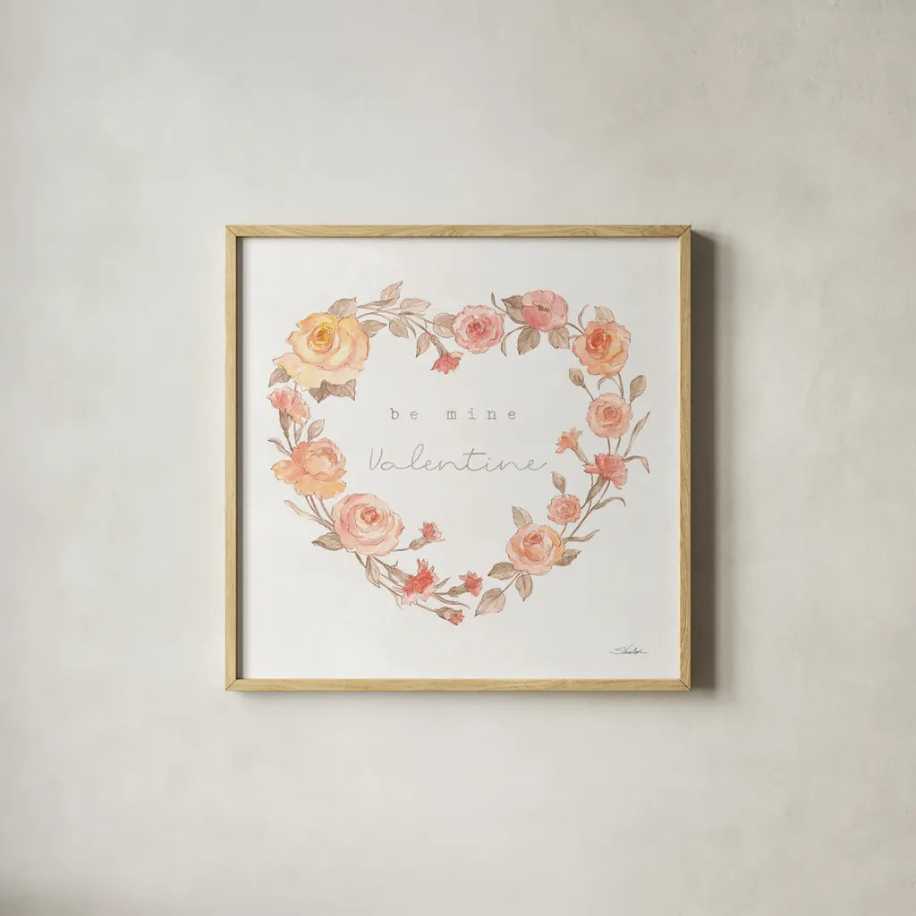 Romantic Blooms VII by Silvia Vassileva. Shown in a natural wood glass frame for a timeless modern aesthetic. Available as an archival giclee rolled canvas, fine art paper, or poster print. SKU 82487a.