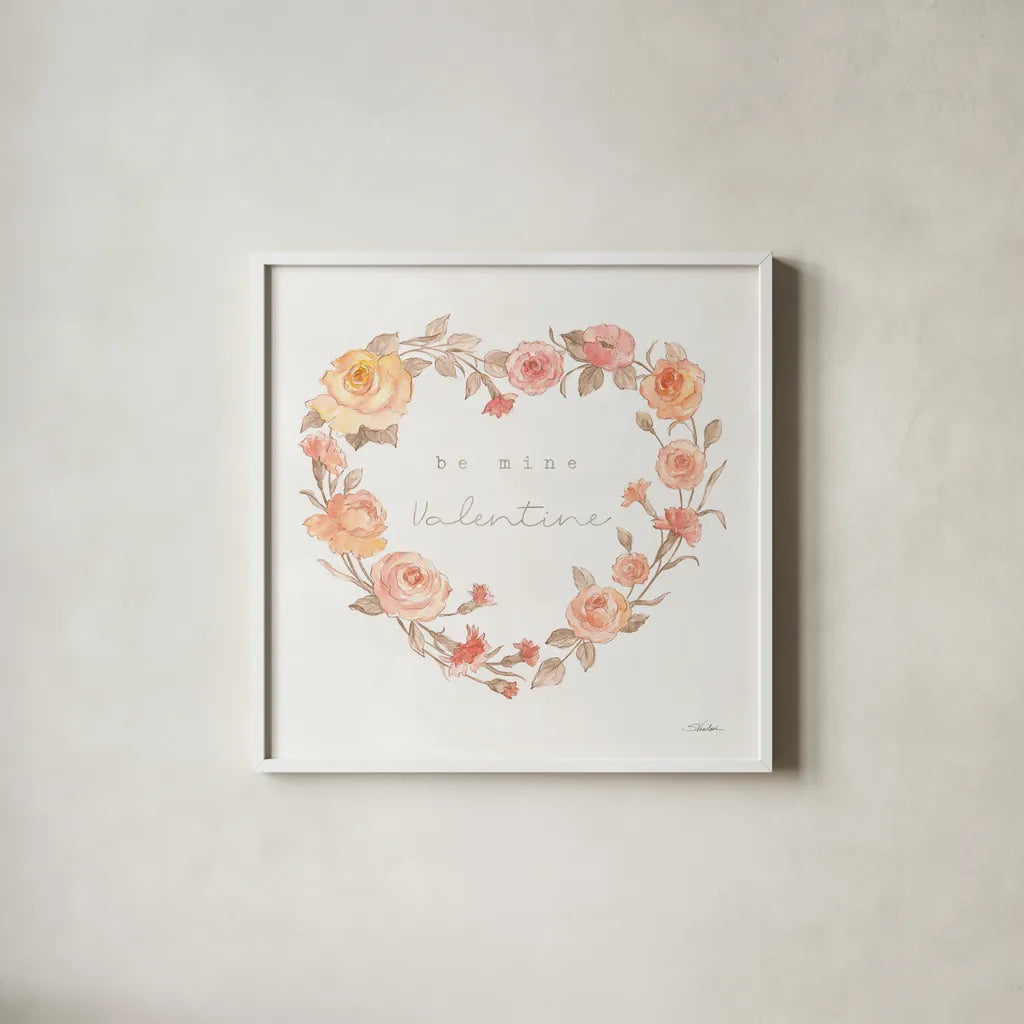 Romantic Blooms VII by Silvia Vassileva. Shown in a crisp white glass frame for a clean and minimalist style. Available as an archival giclee rolled canvas, fine art paper, or poster print. SKU 82487a.