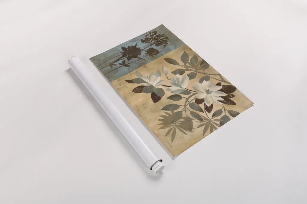 Romantic Magnolias I by Silvia Vassileva. shown as a rolled paper print. Available as archival giclee rolled canvas, fine art paper, or poster print. SKU 6485i.