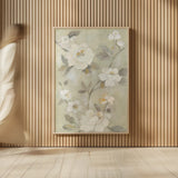 Romantic Spring Flowers I White by Silvia Vassileva. shown as over sized large wall art. Available as an archival giclee rolled canvas, fine art paper, or poster print. SKU 67241h.