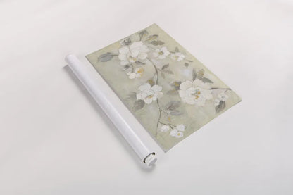 Romantic Spring Flowers I White Horizontal by Silvia Vassileva. shown as a rolled paper print. Available as archival giclee rolled canvas, fine art paper, or poster print. SKU 74168i.