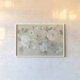 Romantic Spring Flowers I White Horizontal by Silvia Vassileva. shown as a paper print in a white frame. Available as a archival giclee rolled canvas, fine art paper, or poster print. SKU 74168i.