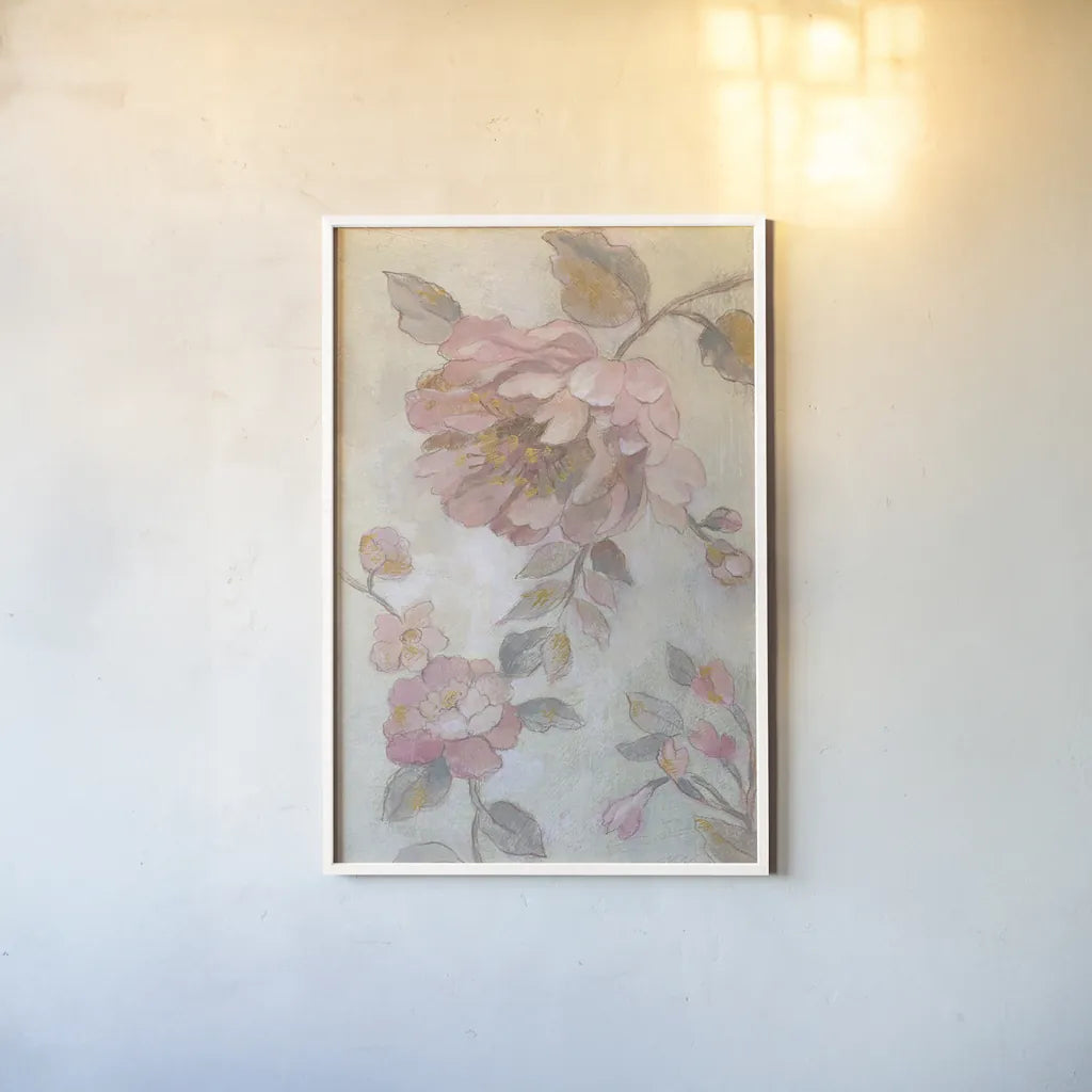 Romantic Spring Flowers II by Silvia Vassileva. shown as a paper print in a white frame. Available as a archival giclee rolled canvas, fine art paper, or poster print. SKU 63281h.
