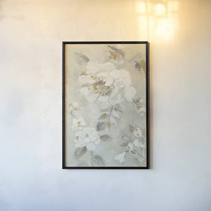 Romantic Spring Flowers II White by Silvia Vassileva. shown as a paper print in a black flame. Available as a archival giclee rolled canvas, fine art paper, or poster print. SKU 67242h.