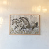 Running Horses by Silvia Vassileva. shown as a paper print in a natural frame. Available as a archival giclee rolled canvas, fine art paper, or poster print. SKU 59955i.