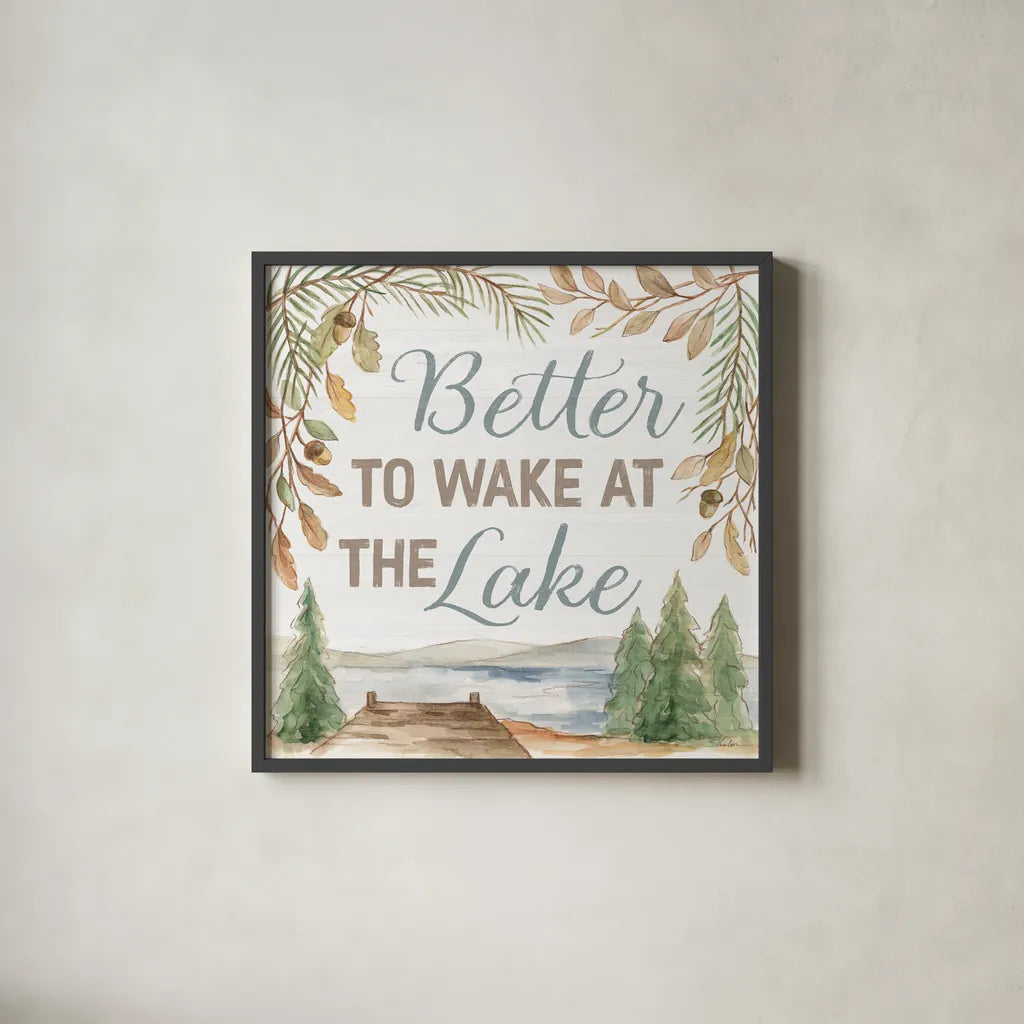 Rustic Retreat III by Silvia Vassileva. Shown in a sleek black glass frame for a contemporary gallery look. Available as an archival giclee rolled canvas, fine art paper, or poster print. SKU 94460a.