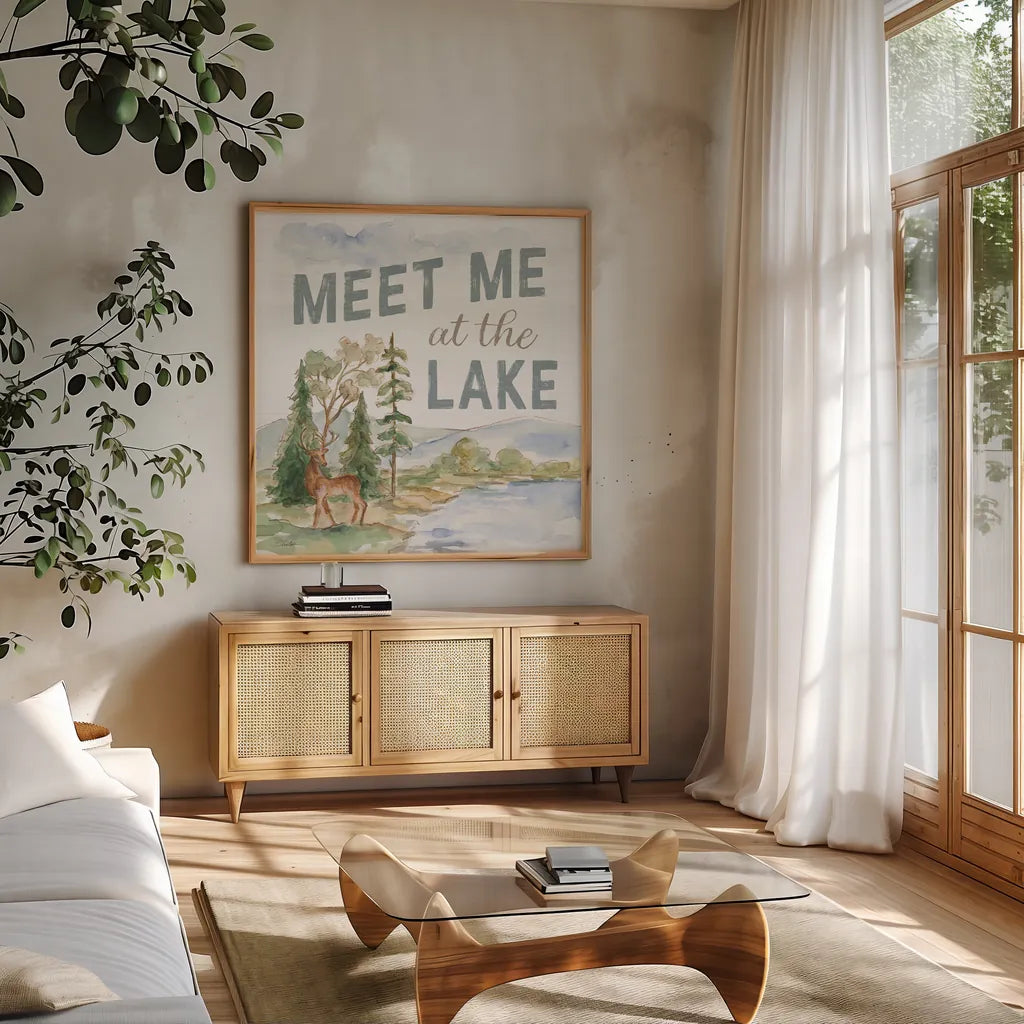 Rustic Retreat V by Silvia Vassileva. Shown in a natural wood frame in a cozy modern living room. Available as an archival giclee rolled canvas, fine art paper, or poster print. SKU 94462a.