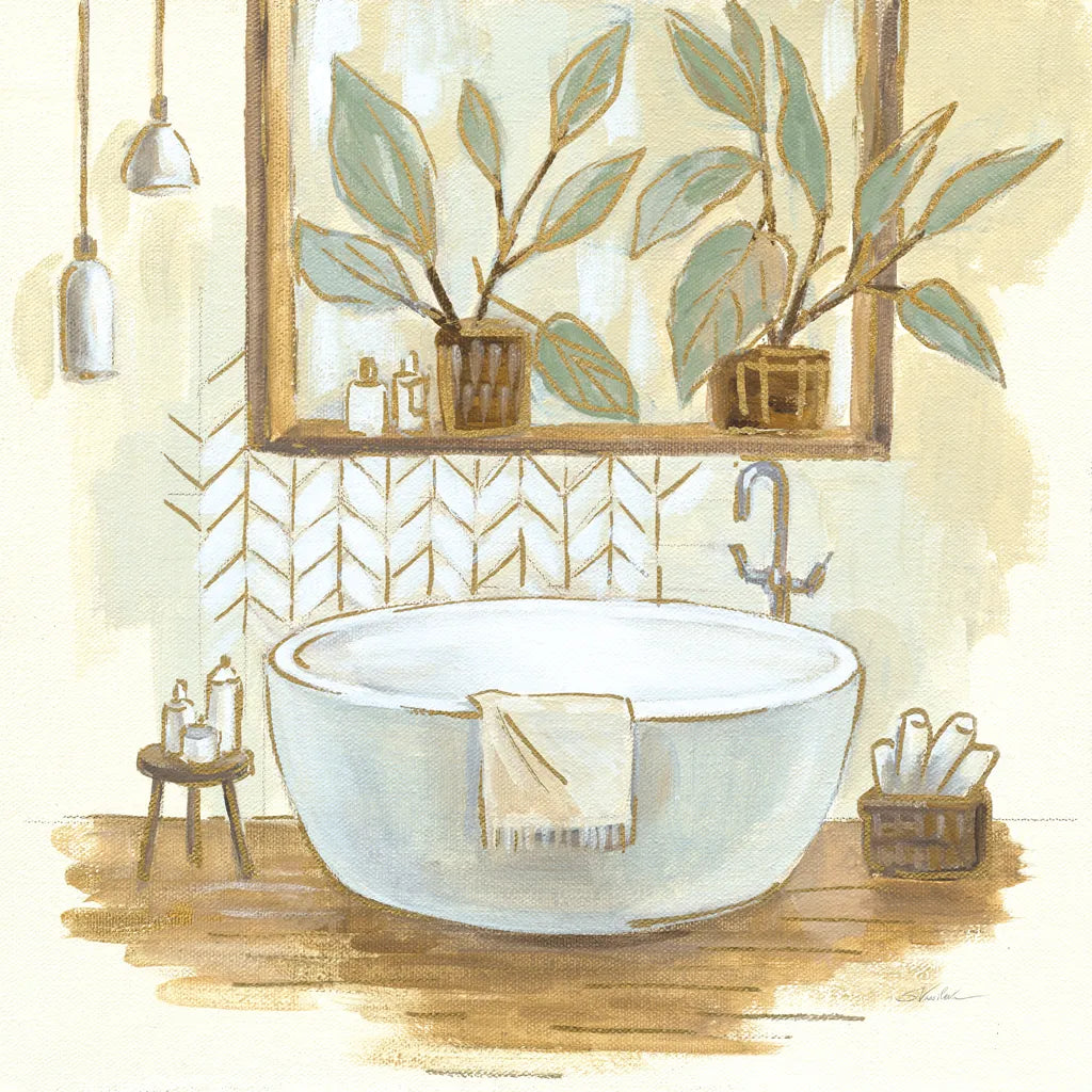 Sage Bathroom I by Silvia Vassileva. SKU 66077a. Archival Giclee Fine art print for wall decor.