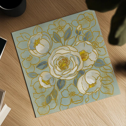 Sage Floral II v2 by Silvia Vassileva. Shown as a detailed flat fine art print, highlighting archival giclee quality. Available as an archival giclee rolled canvas, fine art paper, or poster print. SKU 68142a.