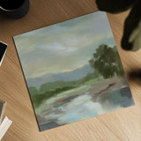 Sage Lake by Silvia Vassileva. Shown as a detailed flat fine art print, highlighting archival giclee quality. Available as an archival giclee rolled canvas, fine art paper, or poster print. SKU 68578a.