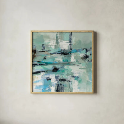 Sage Sea Foam by Silvia Vassileva. Shown in a natural wood glass frame for a timeless modern aesthetic. Available as an archival giclee rolled canvas, fine art paper, or poster print. SKU 59949a.