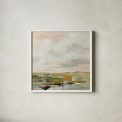 Sage Serenity by Silvia Vassileva. Shown in a crisp white glass frame for a clean and minimalist style. Available as an archival giclee rolled canvas, fine art paper, or poster print. SKU 84525a.